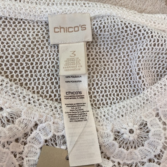 Chico's Womens White Open Pattern
Crochet Lace Sheer Short Sleeve size 3 (XL) - Picture 7 of 7